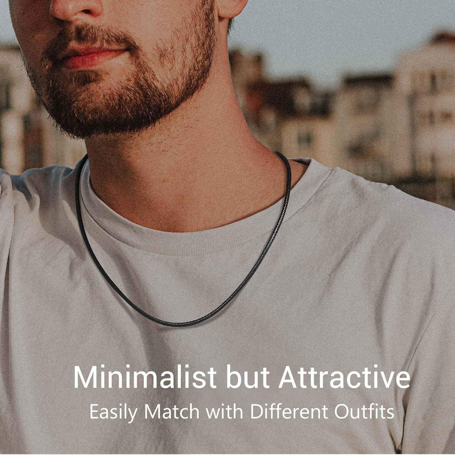 PROSTEEL Black/Brown Waxed Rope Braided Leather Necklace Cord Sturdy Soft Comfortable, 41-76Cm, Stainless Steel Durable Clasp, Come Gift Box image number 2