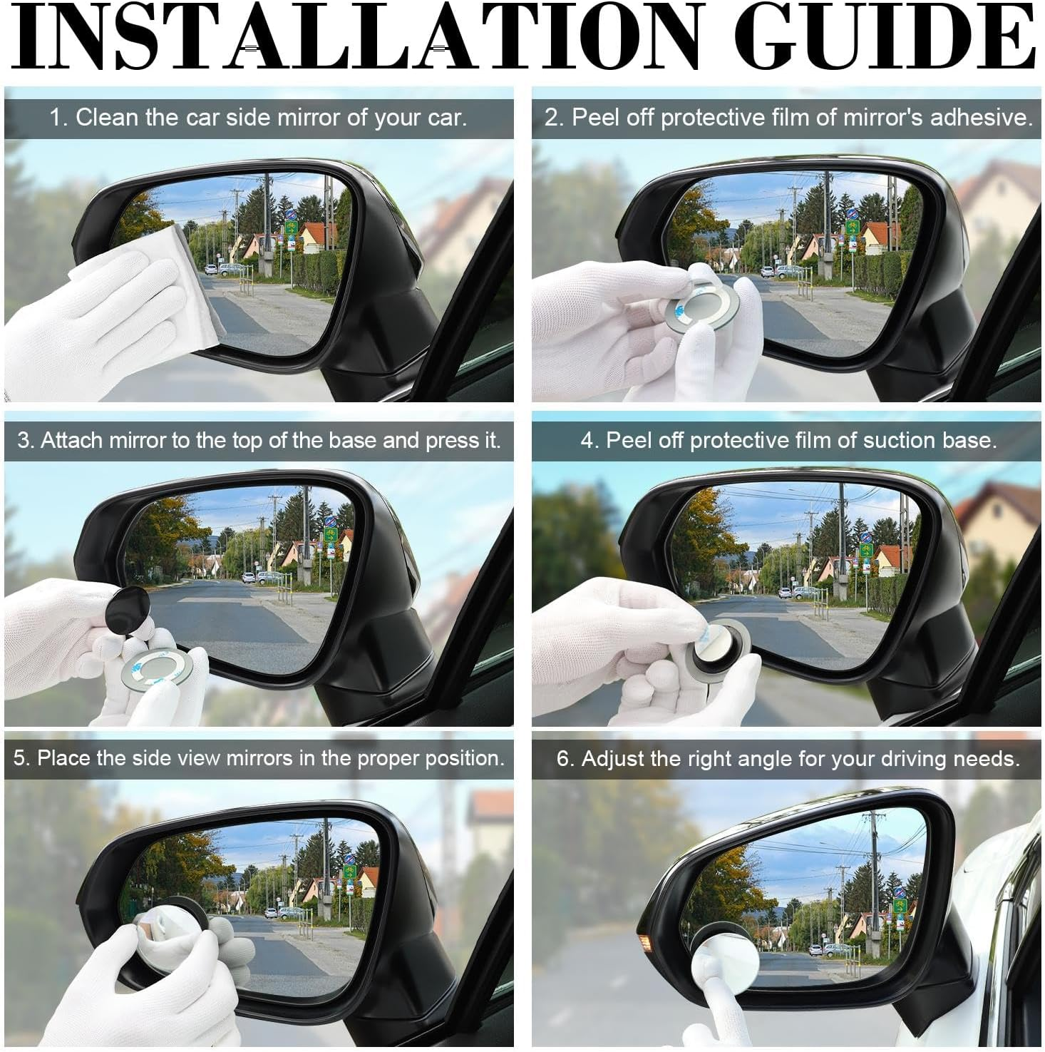 Livtee Blind Spot Mirror, 2" round HD Glass Frameless Convex Rear View Mirrors Exterior Accessories with Wide Angle Adjustable Stick for Car SUV and Trucks, Pack of 2 image number 2