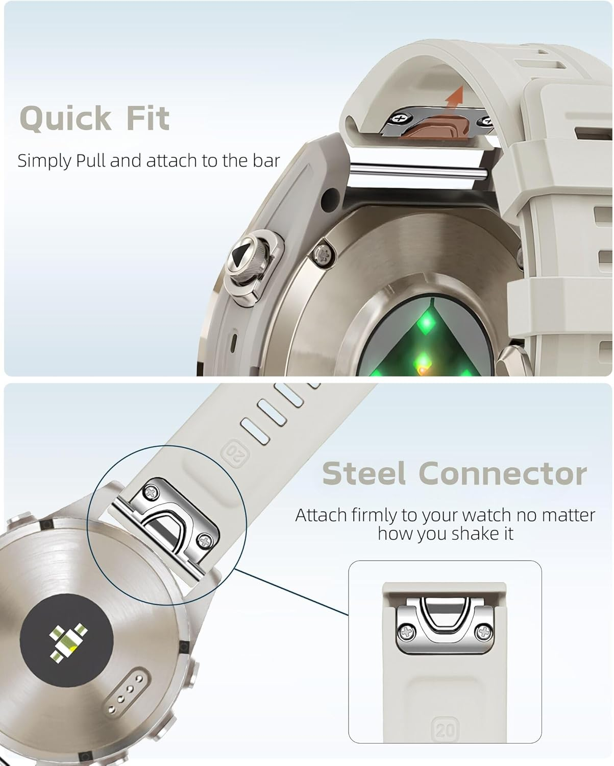 PCAVO 20MM Watch Band for Garmin Fenix 5S 6S 7S Pro Solar Quick Fit with Light Gold Buckle Soft Silicone 20 Bands Replacement for Garmin Epix Pro Gen 2 42Mm Descent Mk2S/3/3I for Women image number 4