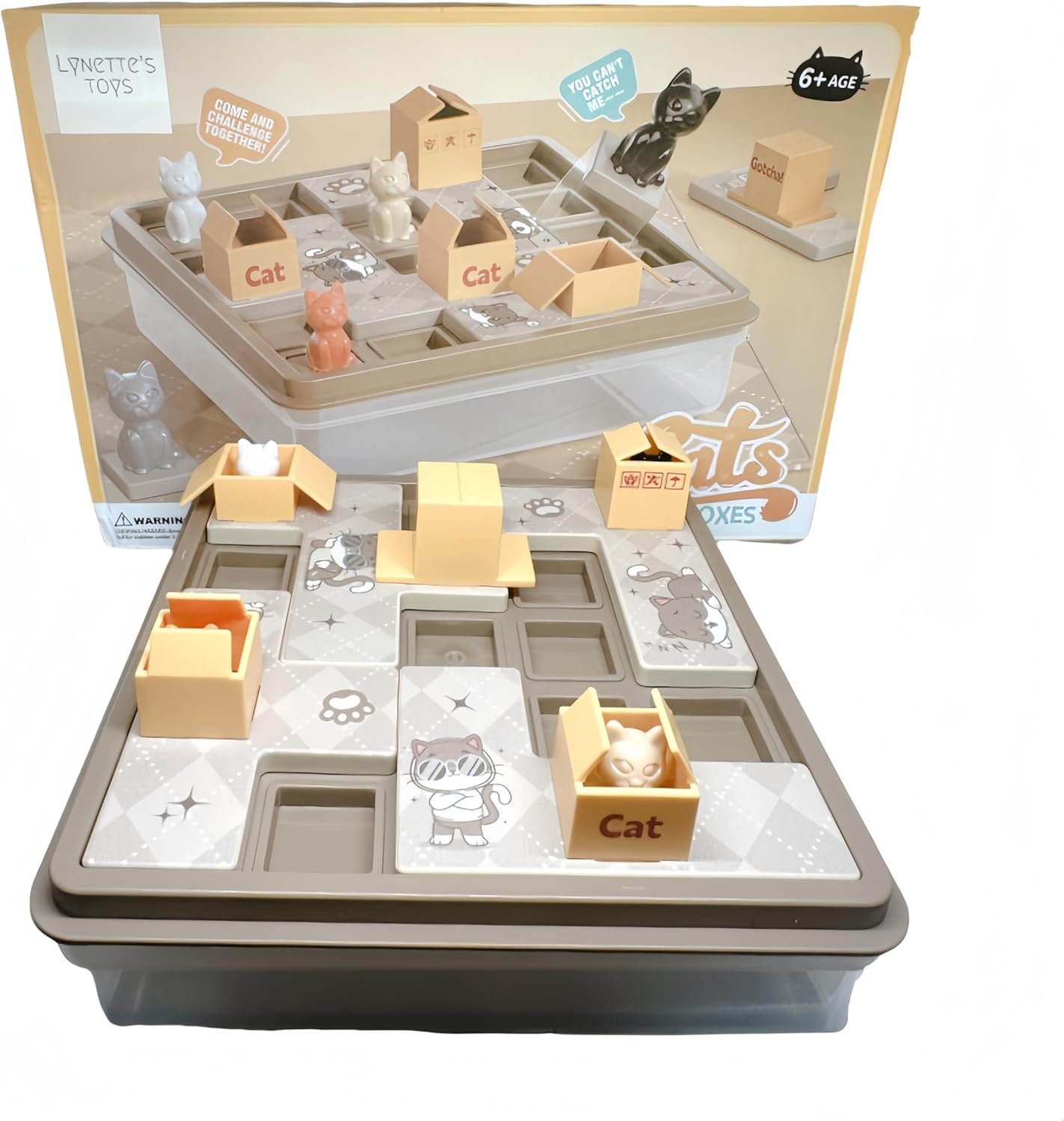 LYNETTE'S TOYS Catch the Cat Puzzle - Montessori Board Game, Educational Toy for Kids 6+ Years, IQ Toys, Developing Problem Solving Skill and Creative Thinking, Compact Travel Game (Purple)