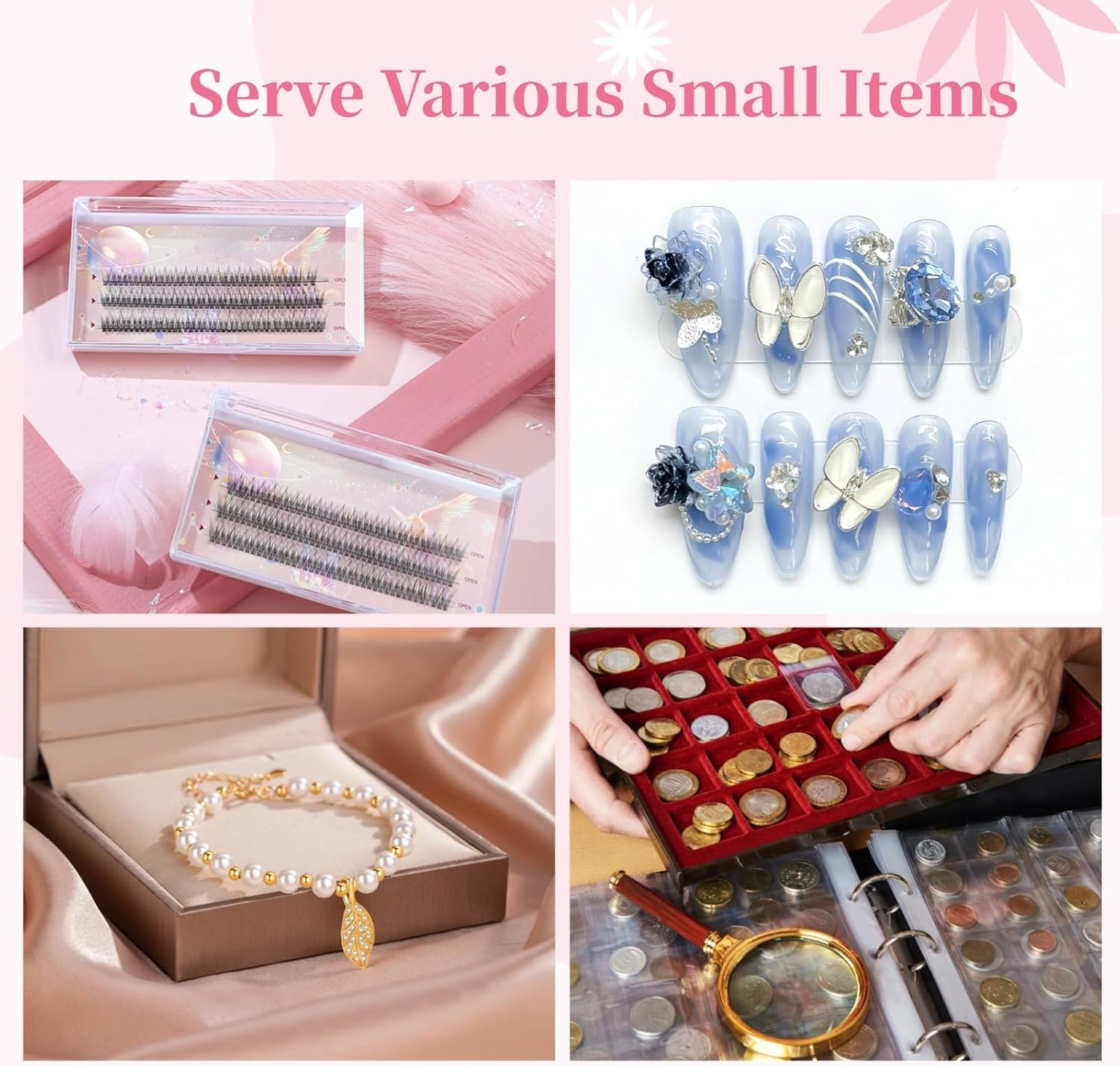 YOFAPA 50 Pcs Press-On Nail Storage Boxes, Clear Acrylic Nail Containers with Double Sided Tapes & Display Strips, Artificial Nail Storage Cases, Transparent Nail Organizers for Nail Art Display image number 4