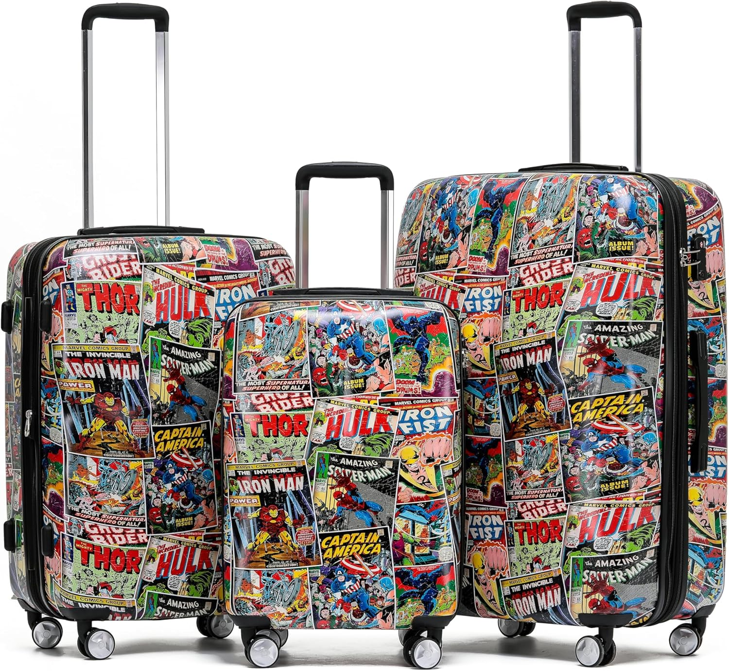 Marvel Set of 3 Cases - Retro Comic Hardside Luggage Set, Multicolor image number 4