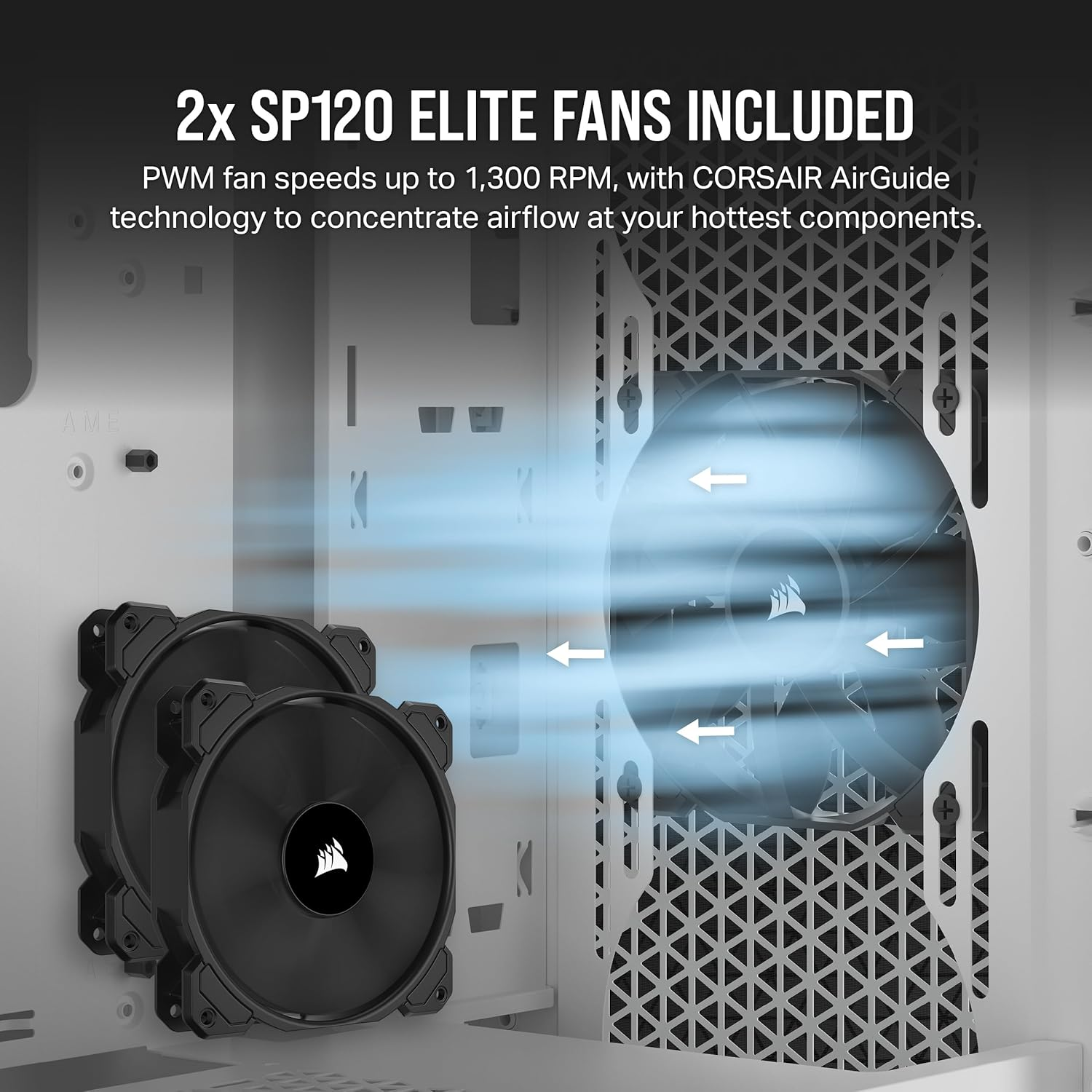CORSAIR 3000D Airflow Mid-Tower PC Case - White - 2X SP120 Elite Fans - Four-Slot GPU Support &ndash; Fits up to 8X 120Mm Fans - High-Airflow Design image number 2