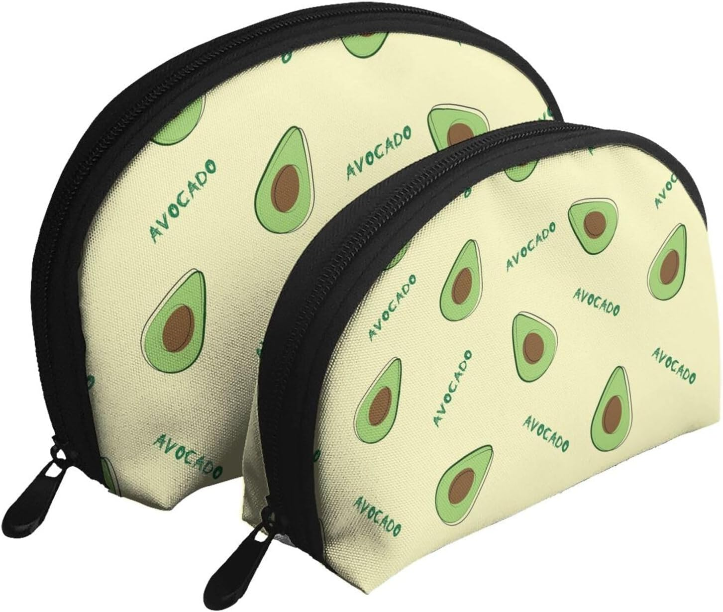 Cozimangoe Coin Pouch Makeup Bags Set, 2 Piece Shell Shape Cosmetic Bag with Pockets for Daily Travel Handbag Lipstick Keys Toiletry, Personalized Green Avocado image number 4