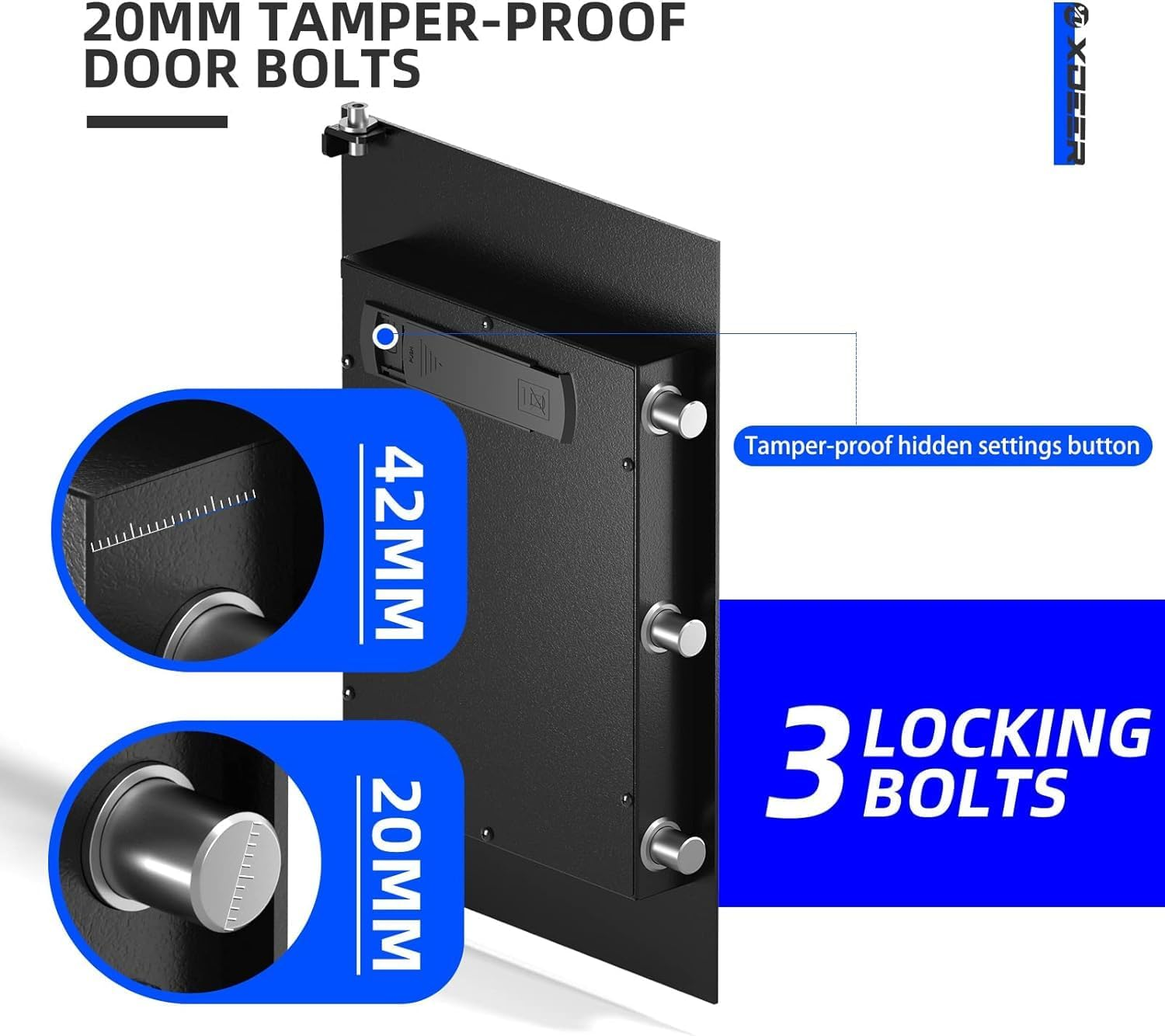 Xdeer CS50E Lock Home Safe Box - (2.04 Cubic Feet) with Electronic Digital Keypad, Steel Construction for Money, Guns, Document Safe, and Personal Items - Secure Storage at Home or Office image number 6
