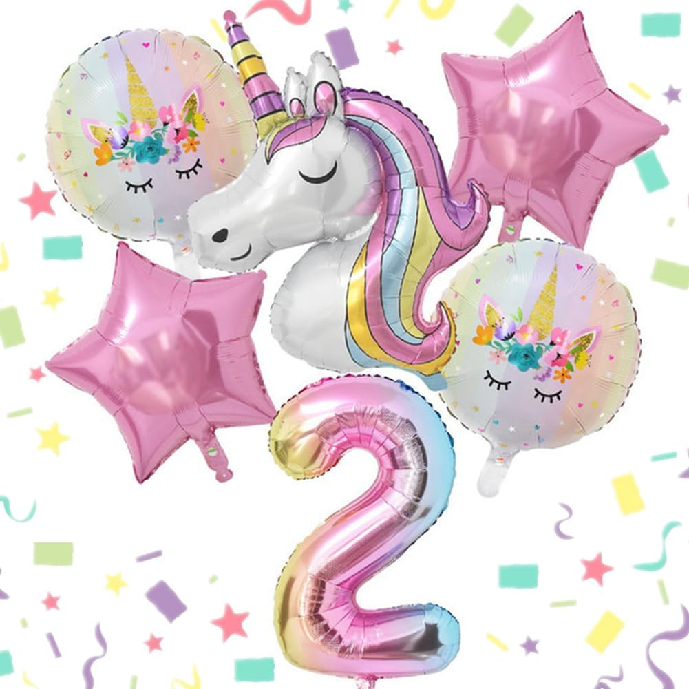 Unicorn 1St Birthday Decorations - 43 Inch, Pack of 6 | Rainbow Unicorn Number 1 Balloon| Unicorn Balloons Birthday | 1St Birthday Balloons for Unicorn Birthday Decorations for Girls (1)
