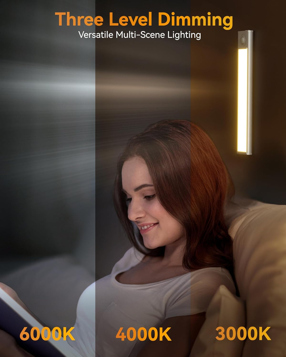 AUSELECT under Cabinet Lighting, 4-Pack Motion Sensor Closet Lights, Wireless USB Rechargeable Led Light Bars, Sensor Night Lights for Drawers, Wardrobe, Stair, Kitchen image number 5