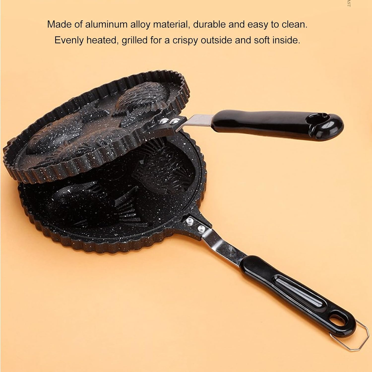 Omabeta 1PCS Fish Waffle Maker with 3-Cavity Non-Stick Griddle, 42X19.5Cm/16.5X7.7In Double-Sided Aluminum Pan with Uniform Heating for Taiyaki Pancakes, Home and Snack Bar Baking image number 5