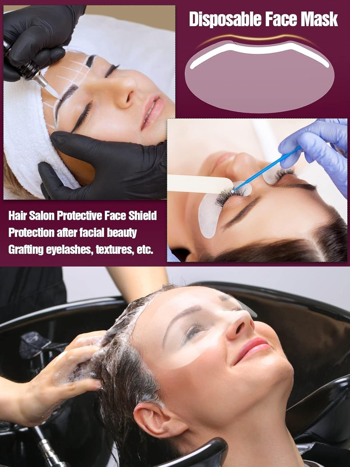 EBANKU 50 PCS Microblading Shower Visor, Eyelash and Eyebrow Protector Shower Goggles Shield, Eyebrow Shower Shields Protector, Face Cover Bath Visor for Hair Salon Supplies image number 4