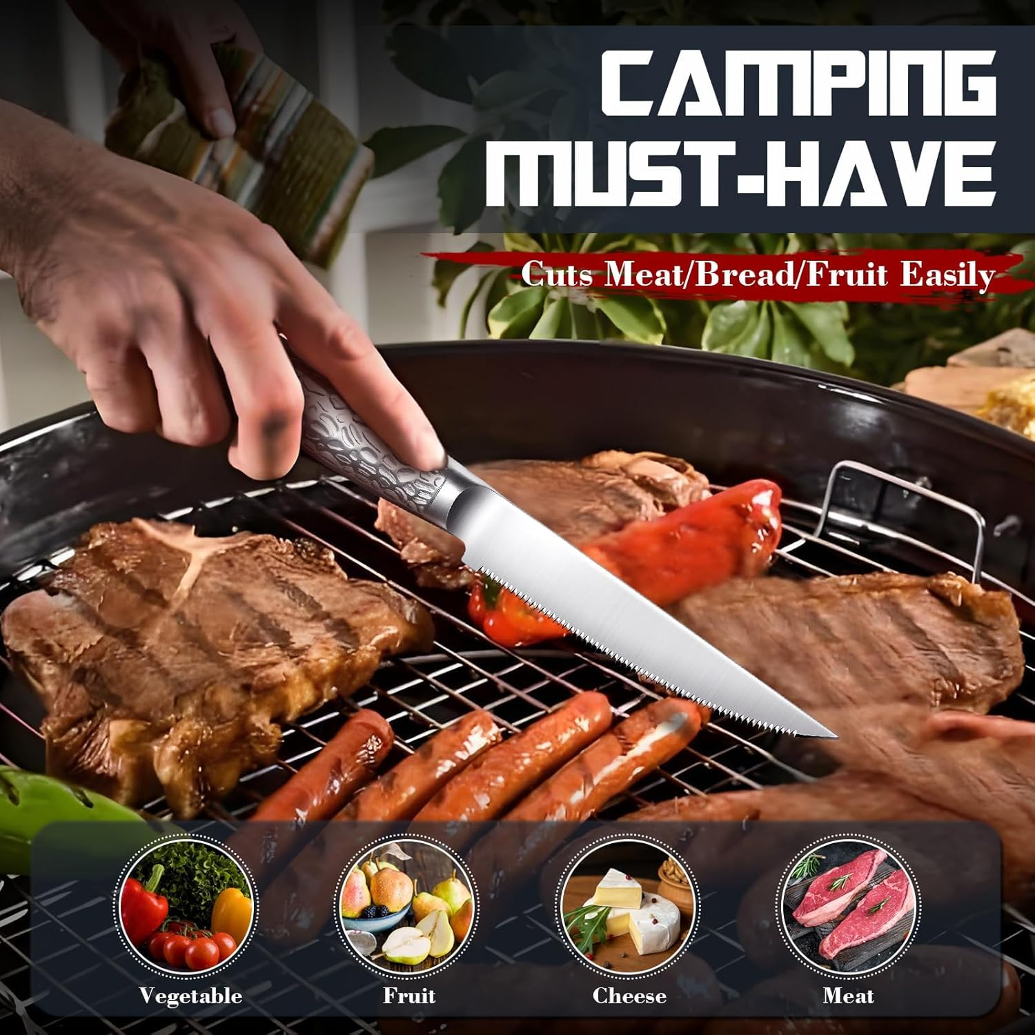 DRAGON RIOT Steak Knife Set 8-Piece Steak Cutlery with Sawtooth Blades Made of Japanese Stainless Steel, Dishwasher Safe Includes Storage Box image number 1