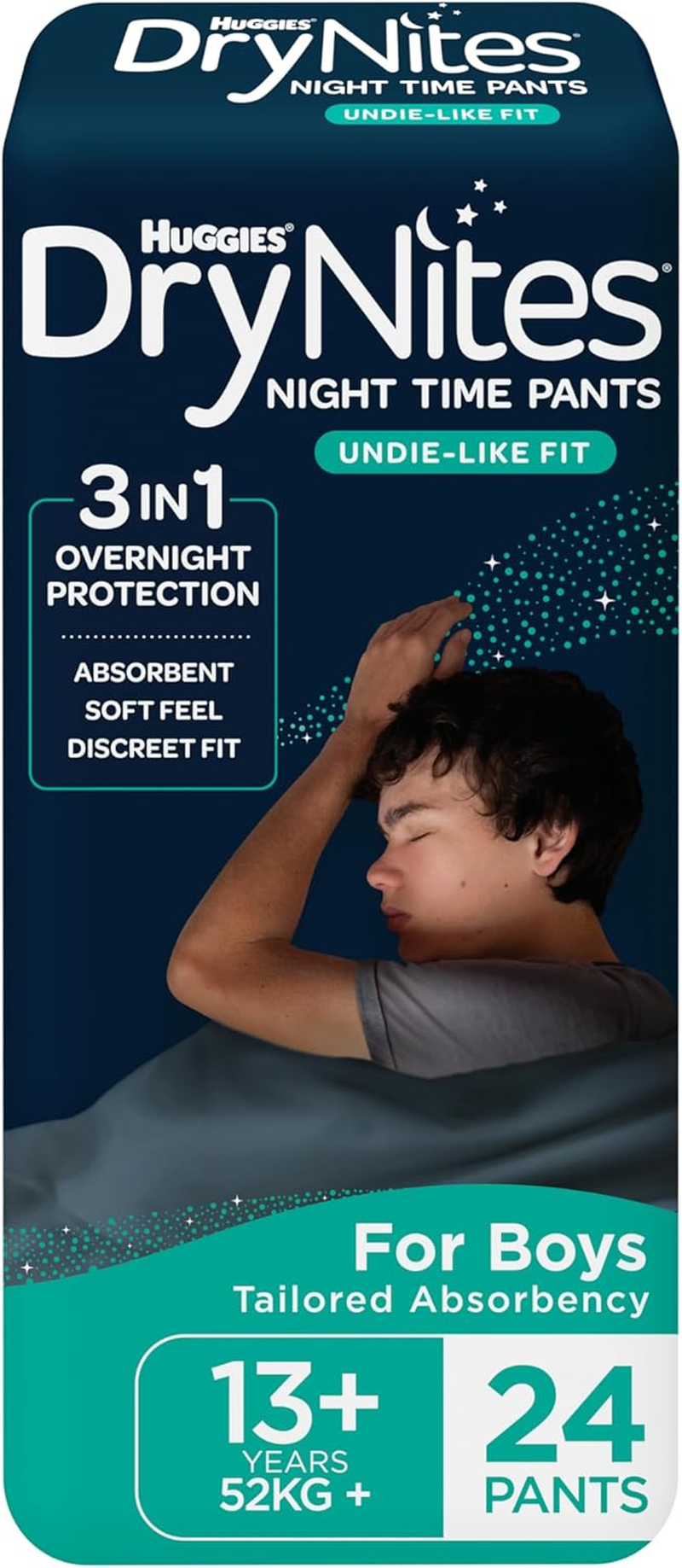 Huggies Drynites Night Time Pants for Boys 13+ Years (52Kg+) 24 Count