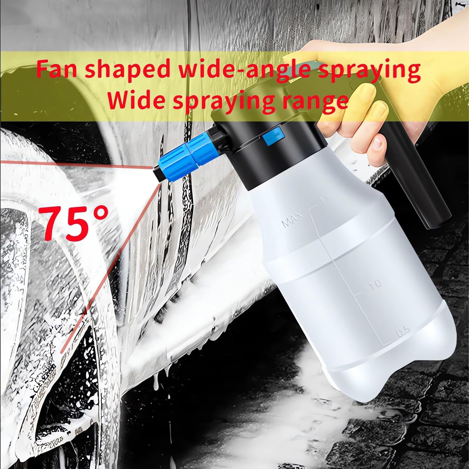 1.5L Electric Foam Sprayer Car Wash Large Capacity 2600Mah USB Rechargeable Foam Pump Sprayer for Home Garden Car Washing Gardening Pet Grooming image number 2