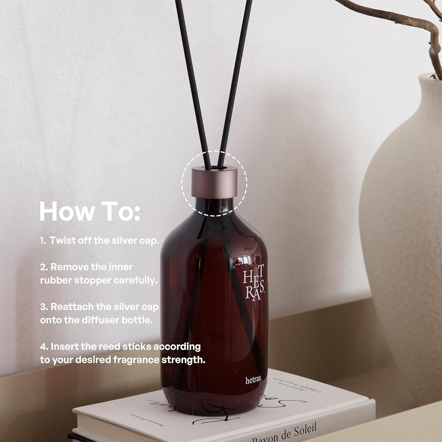 Hetras Premium Reed Diffuser Set 16.9 Fl.Oz. 2 Pack | Pure Laundry - Fresh & Warm Scent | Long-Lasting Luxury Fragrance with 10 Reed Sticks for Home & Office | Gifts for Loved One