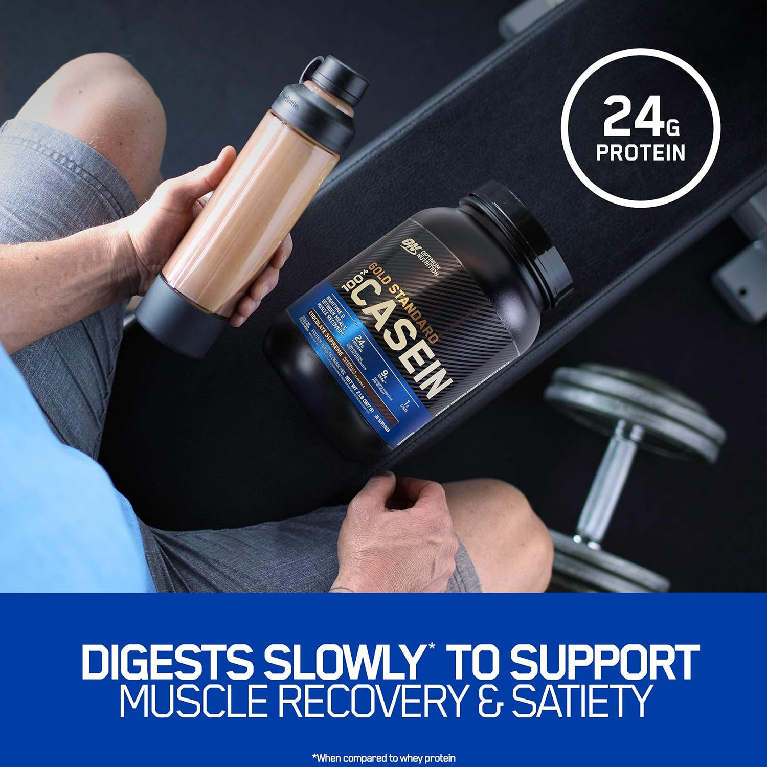 OPTIMUM NUTRITION Gold Standard 100% Casein Protein Powder, Vanilla Flavour 1.75Kg - [2024/2025 Plastic Neck Band Packaging May Vary] image number 2