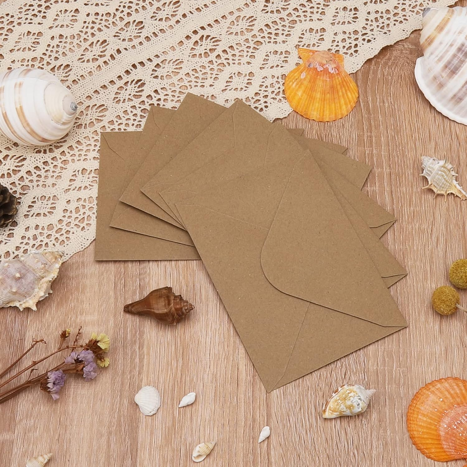 100 Pack Kraft 4X6 Envelopes, Contour Flap A4 Envelopes for Engagement Invites, Weddings Invitation, Announcements, Baby Shower, Perfect for RSVP Card 120Gsm, 4.5 X 6.4 Inches - 100% Recycled