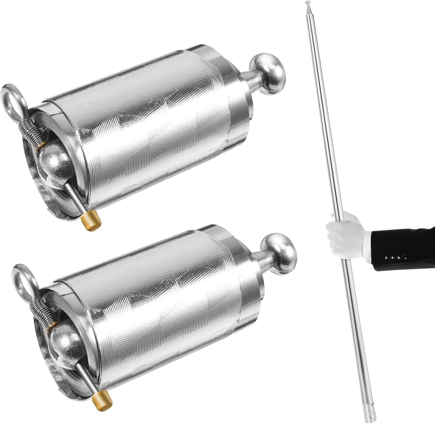 Healifty 2Pcs Metal Appearing Cane Magician Wand Retractable Collapsible for Professional Magician Stage Close- up Magician Tricks Accessories image number 4