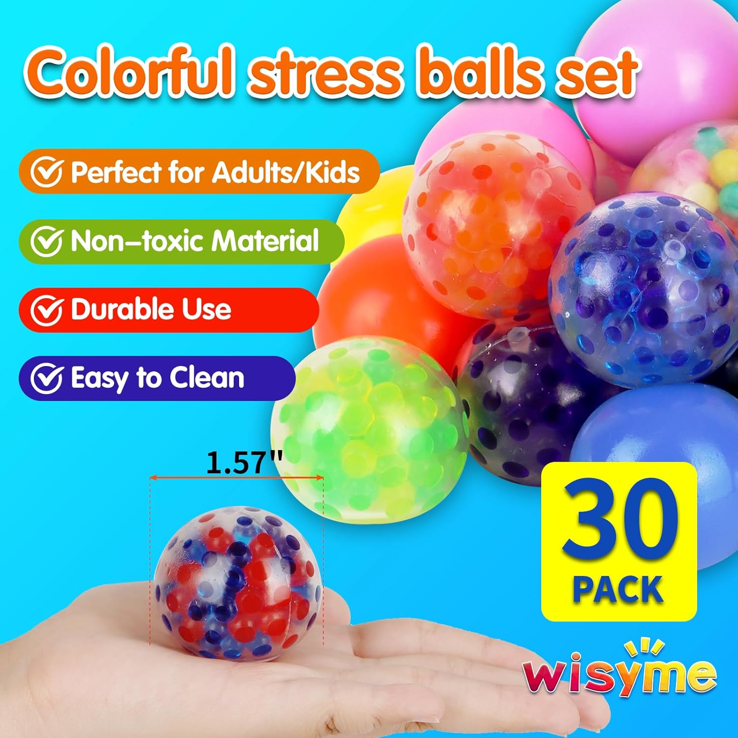 30Pack Stress Balls Bulk for Adults Mini Size, Gift Box Squishy Squeeze Squishies Ball Cute Stress Relief Balls Toys, Party Favors, Birthday Gift, Goodie Bag Stuffers image number 5