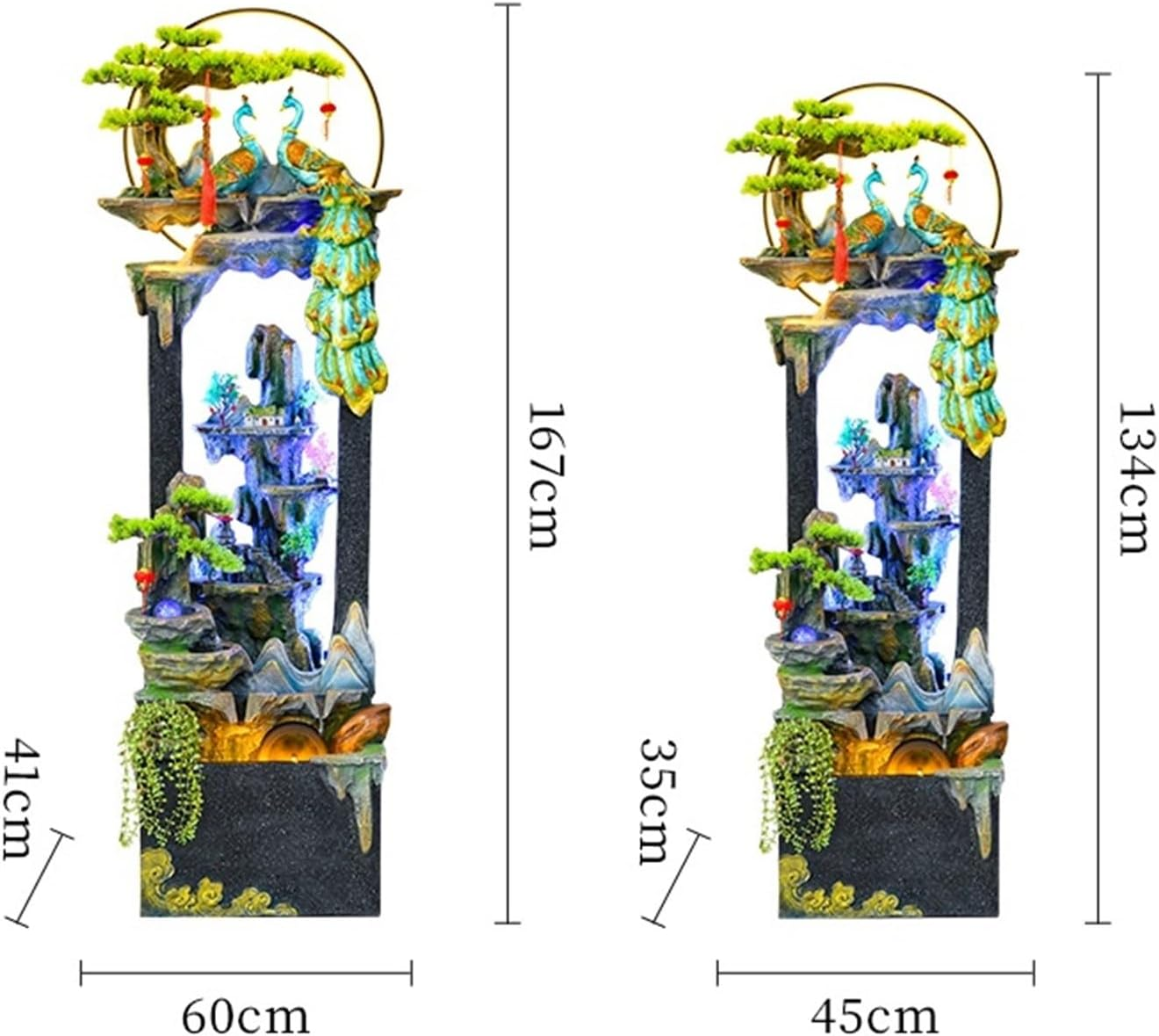 Outdoor Fountain Peacock Decoration Fish Tank, Courtyard Living Room Home Automatic Circulation System Rockery Fountain Water(L) image number 5