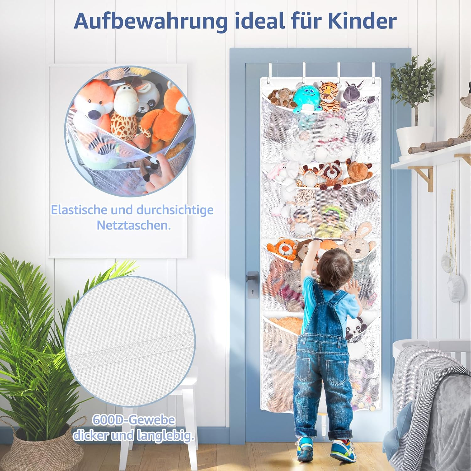 Hanging Stuffed Animal Storage, (White) - Purple image number 7