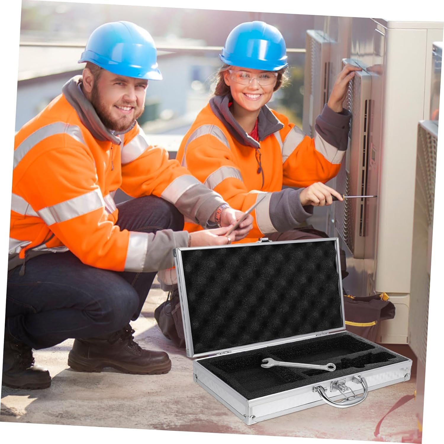 Generic Portable Aluminum Alloy Tool Box Shockproof Carrying Case Handle Small Size for Instruments and Dj Gear Storage Sturdy Metal Briefcase for Travel and Organization image number 2