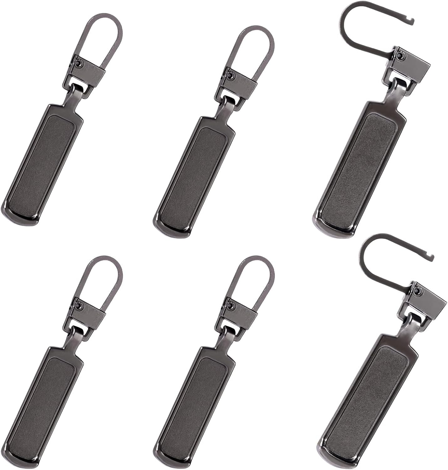 TOYMIS 6Pcs Zipper Pull Replacement, Zipper Pulls Detachable Metal Zipper Pull Repair Kit for Clothes Jacket Pants Jeans Luggage Suitcase Purse Handbag (Black)