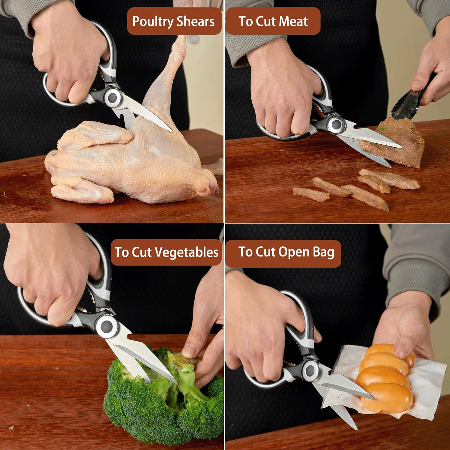 Kitchen Scissors All Purpose 3 Pack - Kitchen Gadgets Utensils - Heavy Duty Stainless Steel Cooking Shears for Cutting Meat, Food, Fish, Poultry Multipurpose Sharp Sissors for Dishwasher Safe image number 1