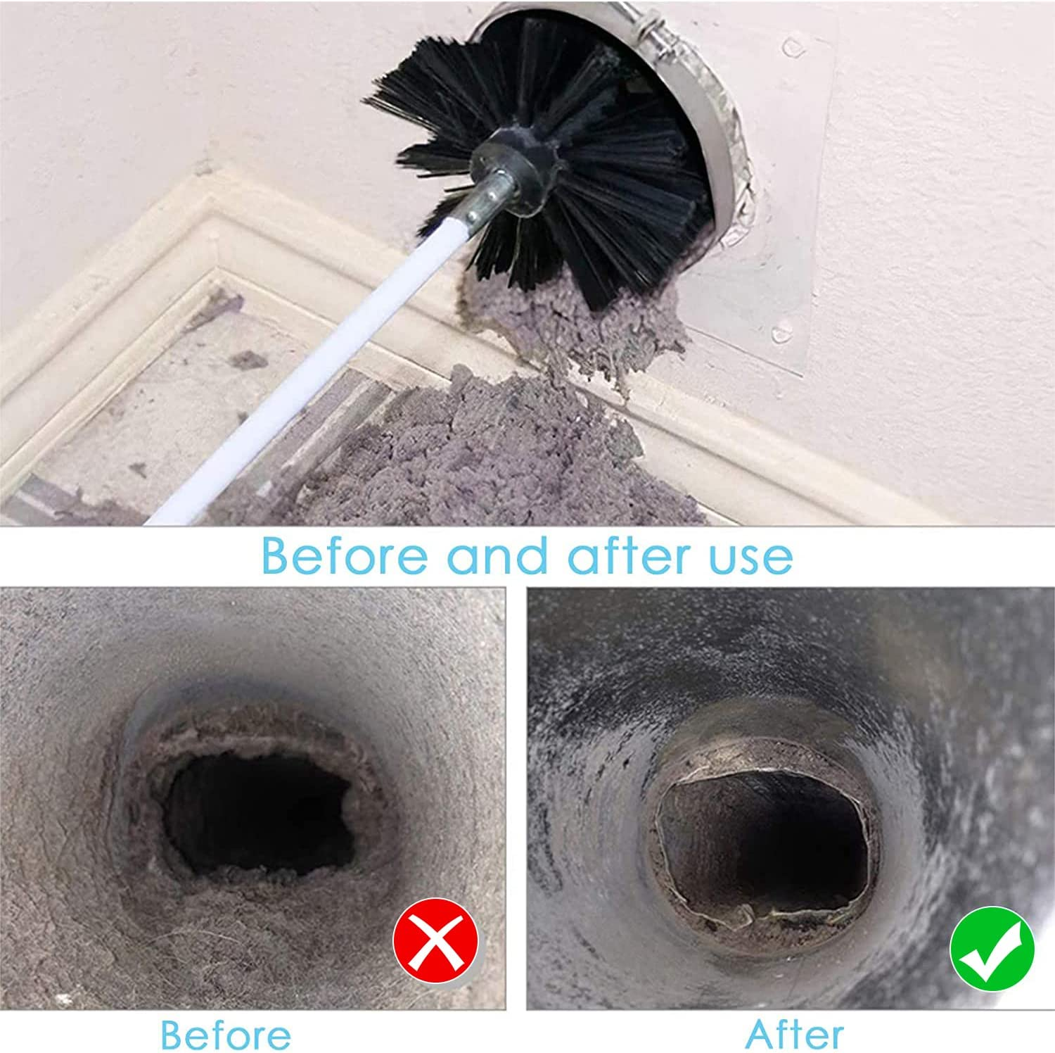 21.5Ft Chimney Cleaner Brush Kit, Duct Vent Rotary Cleaning Set,With 16 Flexible Rods, Brush Head, Gloves, Hexagonal Bar Chimney Sweep Kit for Fireplace/Dryer Vent/Sewage Pipe (Sets of 19Pcs) - Sets Of 12Pcs image number 5