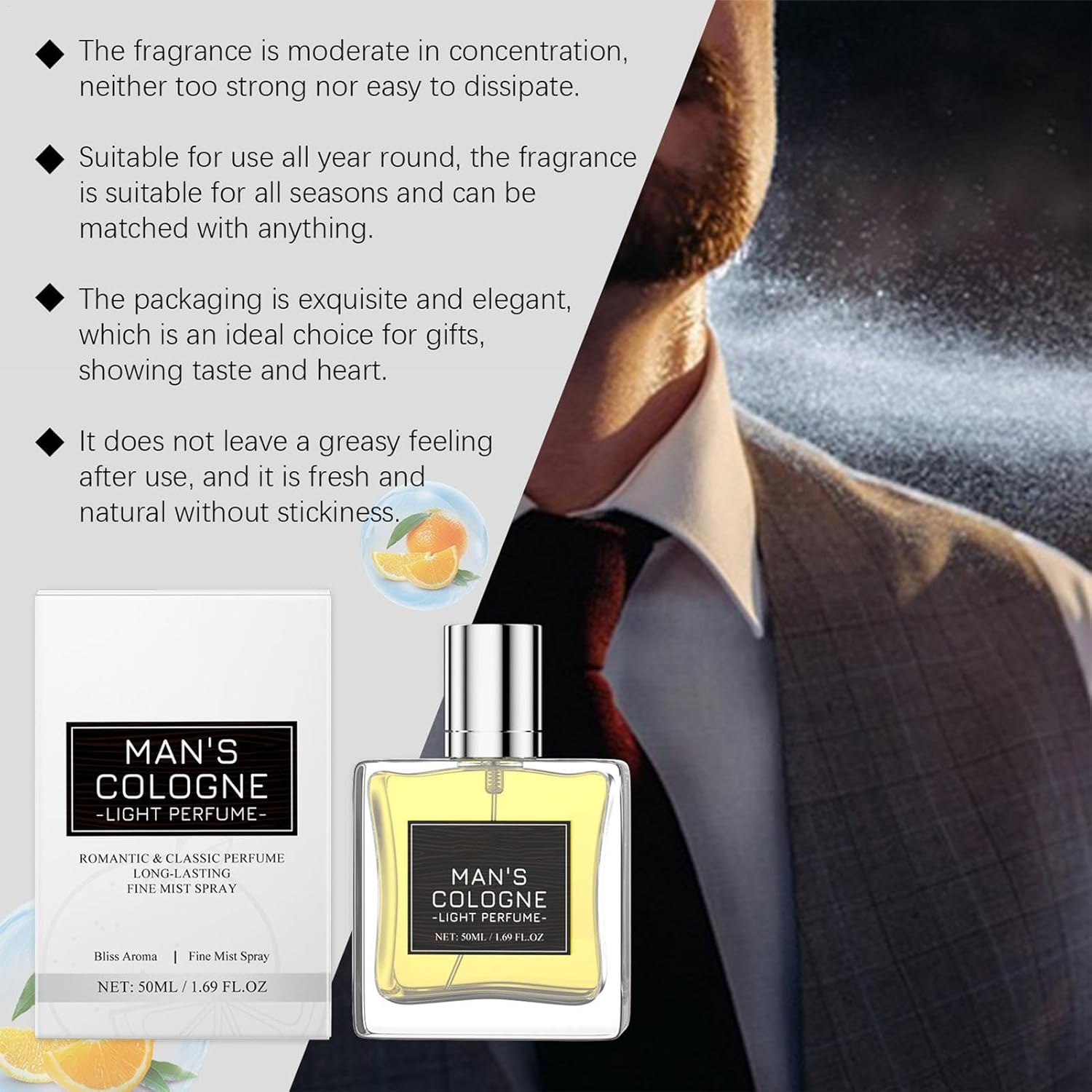 Krmoau Citrus Wood Perfume, Woody Perfume, 50 Ml Perfume Spray with Natural Charm, Woody Citrus Misting Spray, Fragrance Refreshing Body Fragrance, Atmosphere Mist image number 1