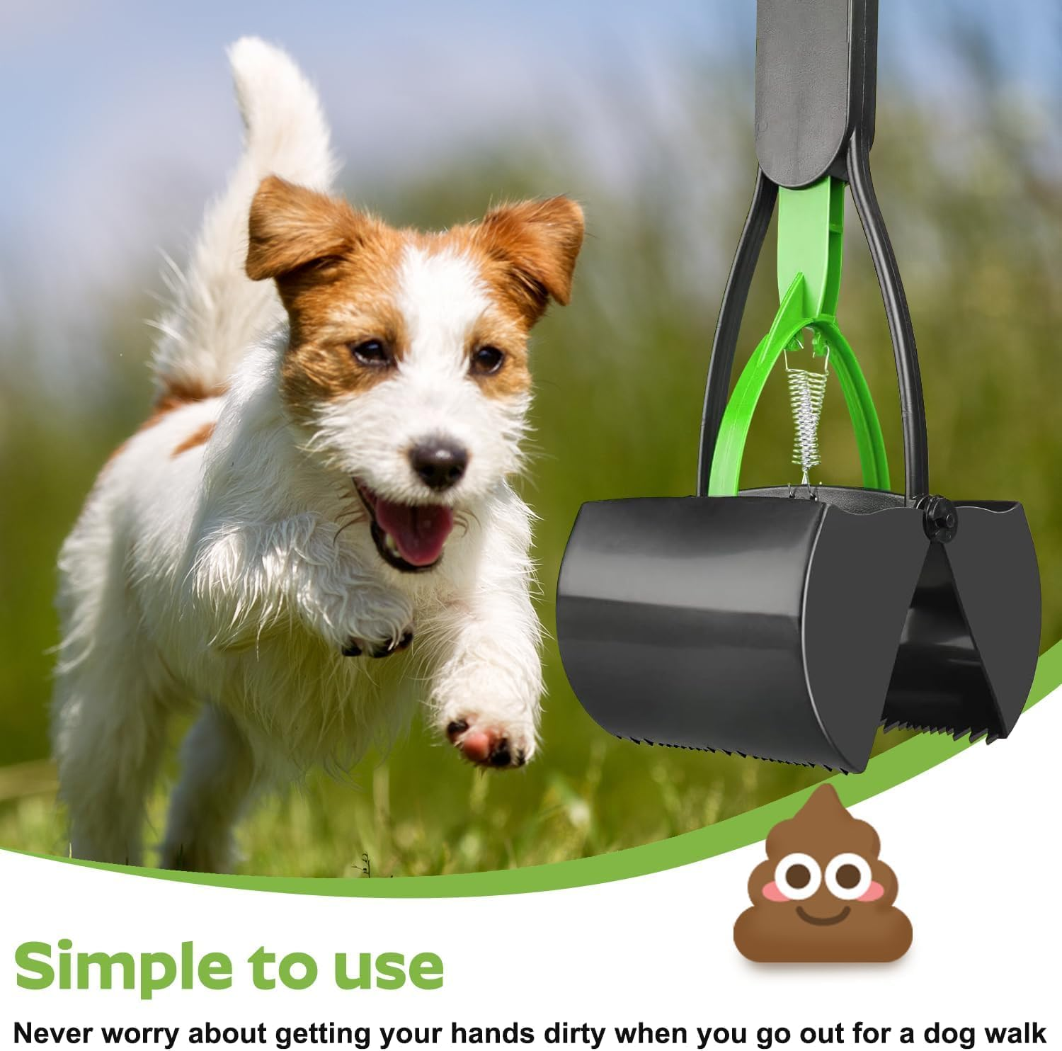 Pet Pooper Scooper, Fecal Cleaner, Non-Breakable Poop Scooper with High Strength Material and Durable Spring for Dogs, Long Handle Design Easy for Pet Waste, Grass and Gravel Pick Up image number 5