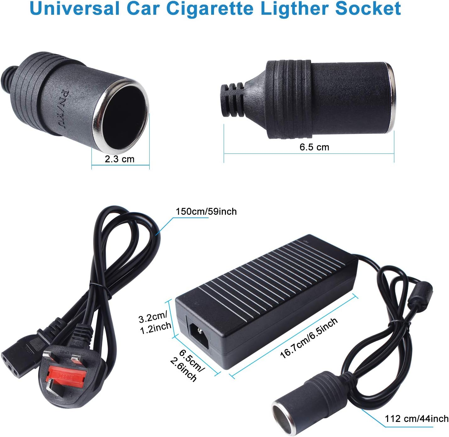 BYGD AC to DC Converter, 100V ~ 240V to 12V 10A 120W, Car Cigarette Lighter Socket AC/DC Power Supply Adapter Transformer for Tire Inflator, Car Refrigerator, Car Vacuum Cleaner, and Other Car Devices image number 2