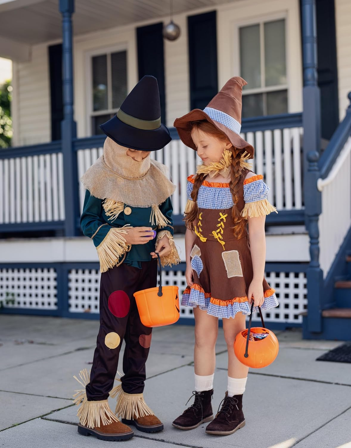 Dress up America Scarecrow Costume for Kids - Pumpkin Scarecrow Set for Boys image number 1