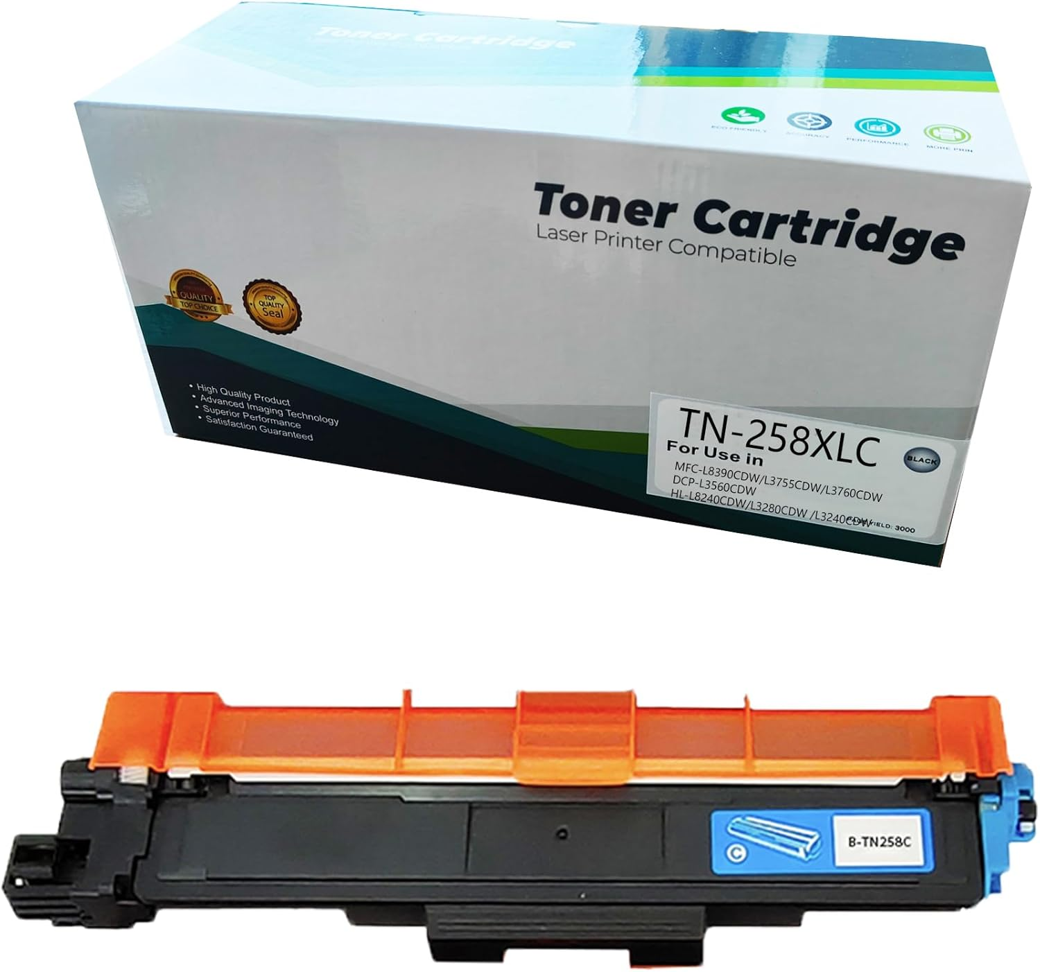 JOJOBE Planet TN-258XLC Compatible Toner Cartridge with Brother MFC-L8390CDW L3755CDW L3760CDW L8240CDW HL-L3280CDW L3240CDW DCP-L3520CDW L3560CDW , 2300 Pages per Cartridge Cyan image number 5