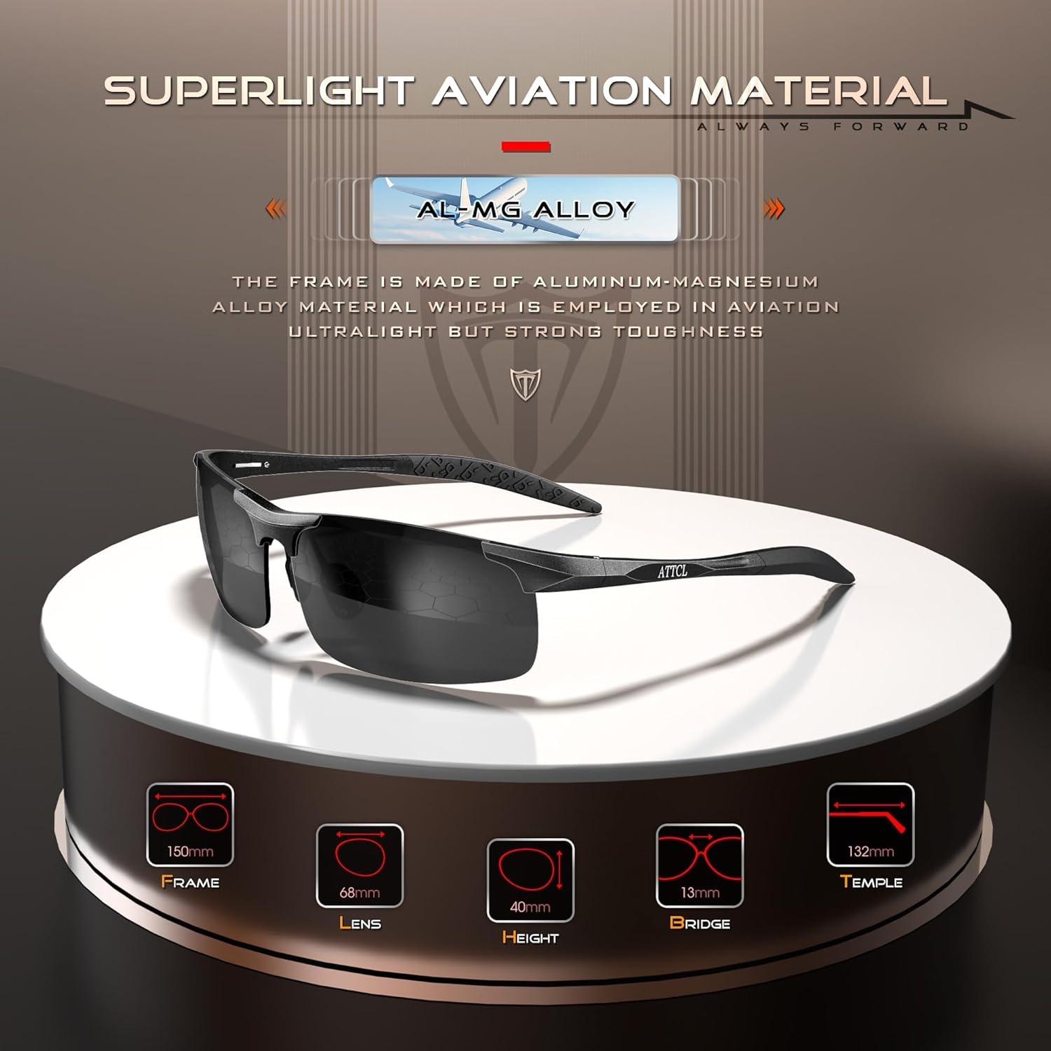 ATTCL Polarized Sports Sunglasses for Men: UV400 Protection Sunglass Al-Mg Metal Ultralight Frame Sun Glasses for Driving Fishing image number 1