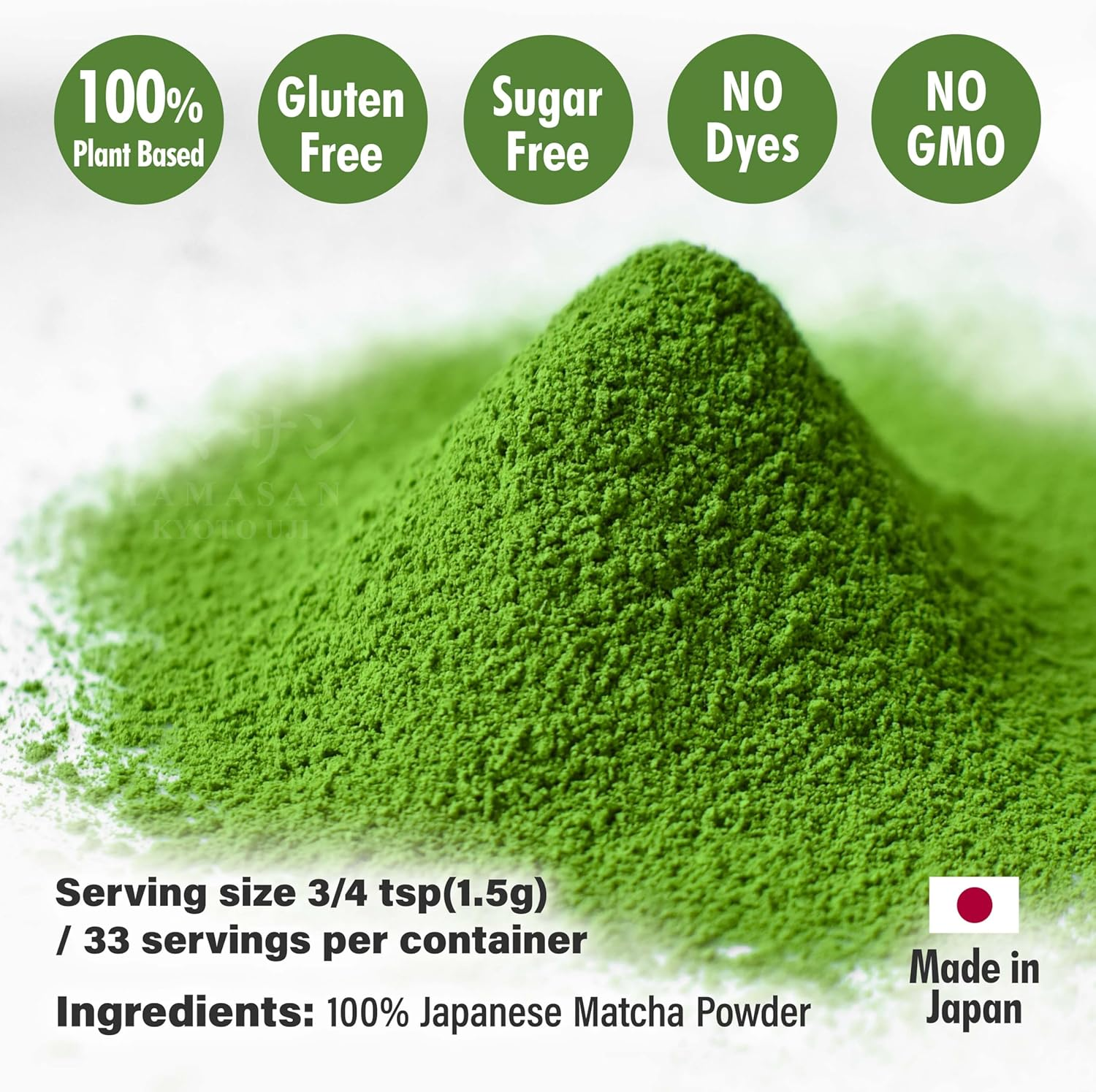 YAMASAN KYOTO UJI Ceremonial Grade Matcha, Premium First-Harvest Matcha Powder, Authentic Japanese Origin, Vegan, Sugar Free, Made in Uji, Kyoto, Japan, 50G
