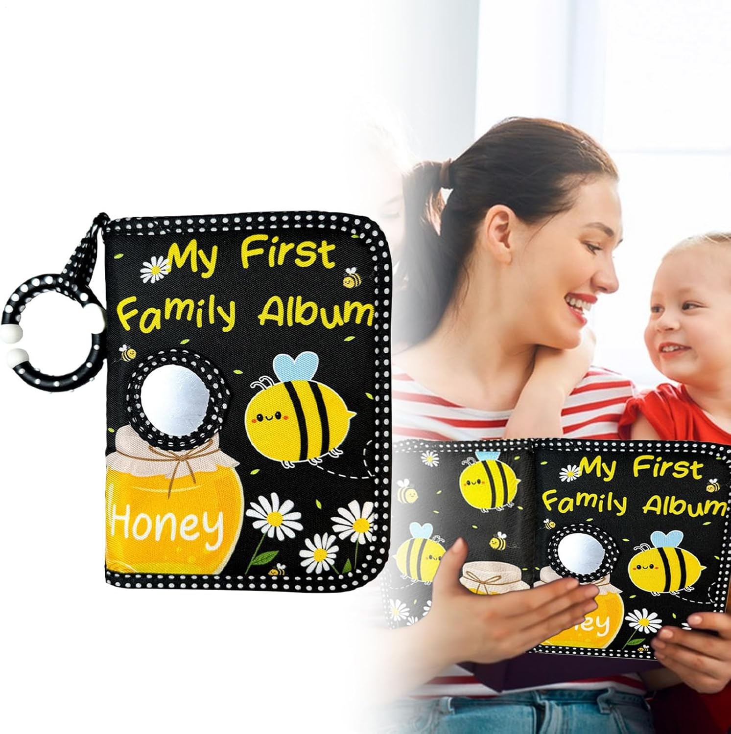 First Baby Album | Honey Design Family Photo Holder | Padded Infant Scrapbook For, Gentle Corner Keepsake Book, Portable Snapshot Storage, Cute Nursery Must-Have image number 1