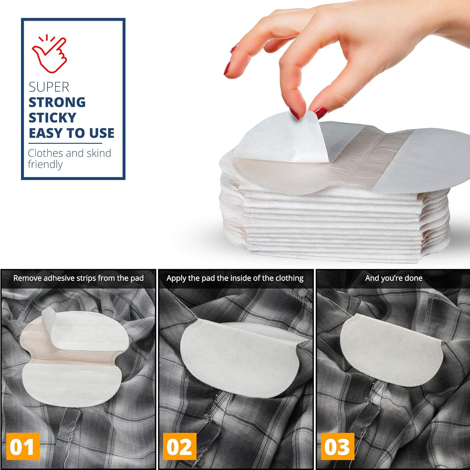 80 Pack Premium Quality Underarm Sweat Pads for Men and Women &ndash; No Odor No Stain Strong Adhesive &ndash; Invisible Armpit Pads image number 2