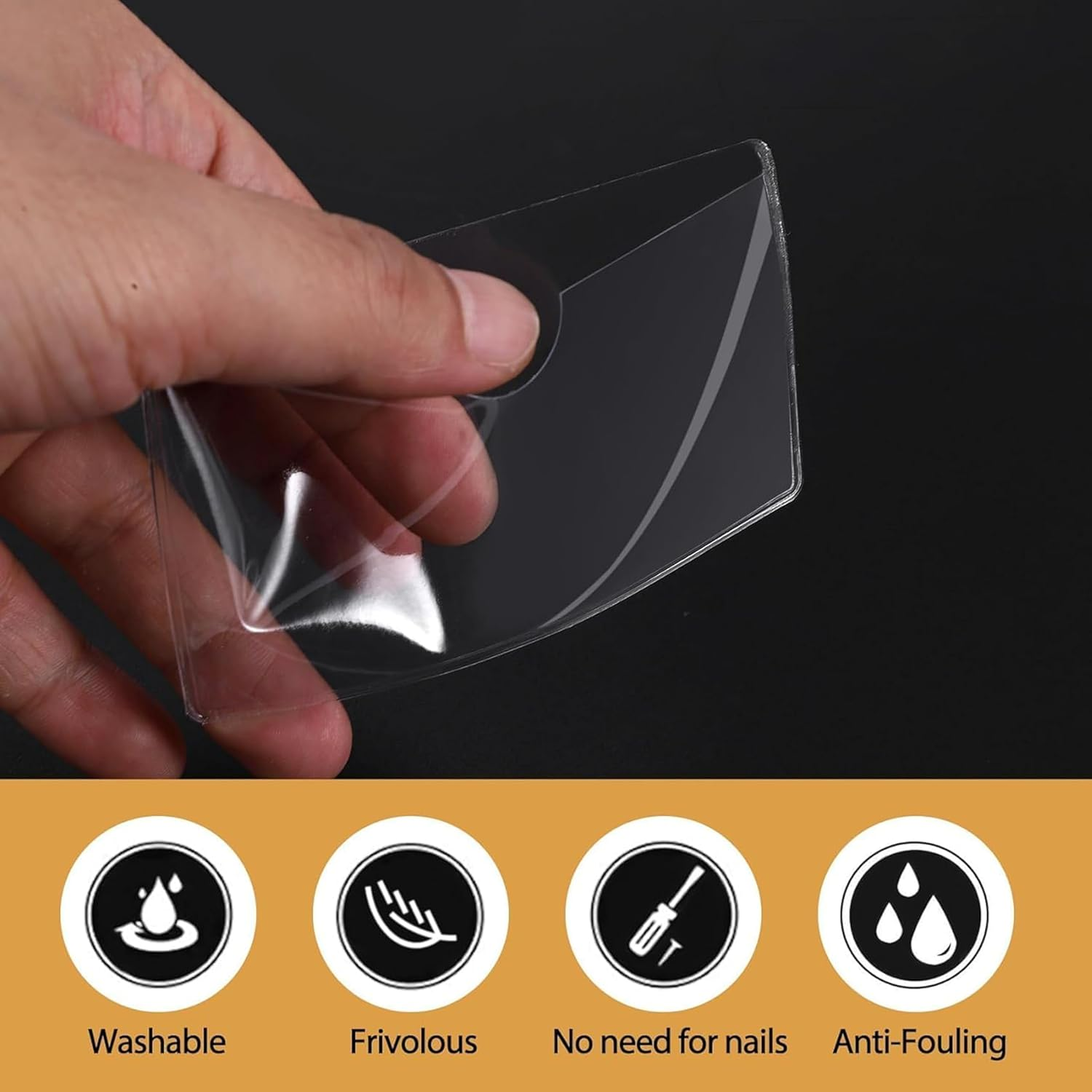 50Pcs Self-Adhesive Index Card Pockets,Clear Label,Shelf Tag,Top Open Plastic Drawers File Cabinet Storage Bins Label Holder for Office,Kitchen and Other Small Items,Protecting Your Index Cards 6X10Cm image number 6