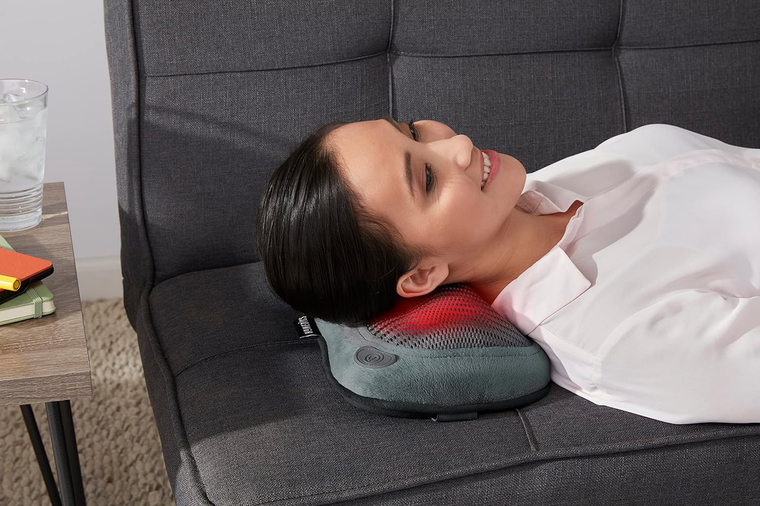 Deep Tissue Massage, Relaxation, Homedics Cordless Shiatsu All-Body Massage Pillow with Soothing Heat, Reverse Function, Rechargeable Battery, and Integrated Controls &ndash;Lightweight