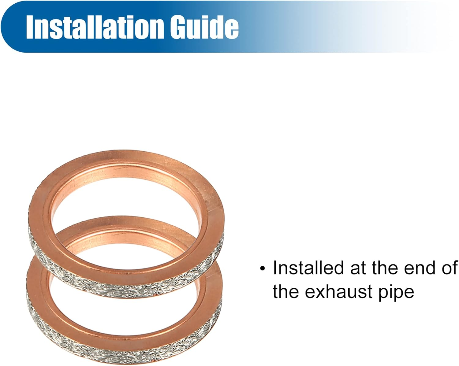 X AUTOHAUX 2 Pcs Exhaust Pipe Muffler Silencer Gasket Kit Copper Gaskets for Yamaha Rhino 660 YXR660F 4X4 2004-2007 Metal image number 2