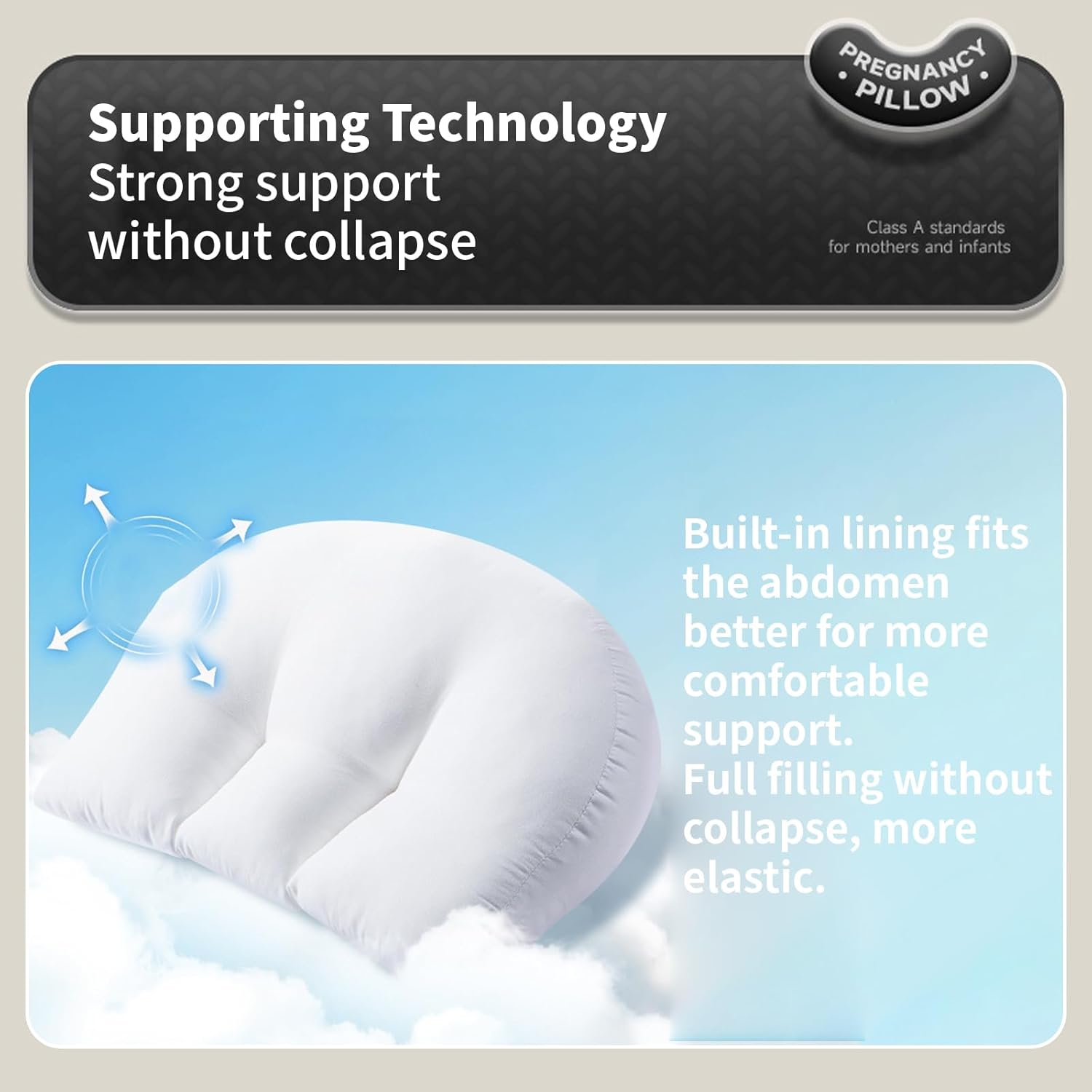 Pregnancy Pillow, U-Shape Adjustable Maternity Pillow, 30&deg; Tilt Support for Back & Belly, Breathable Cover, 2-21Cm Width Adjustment for Pregnant Women