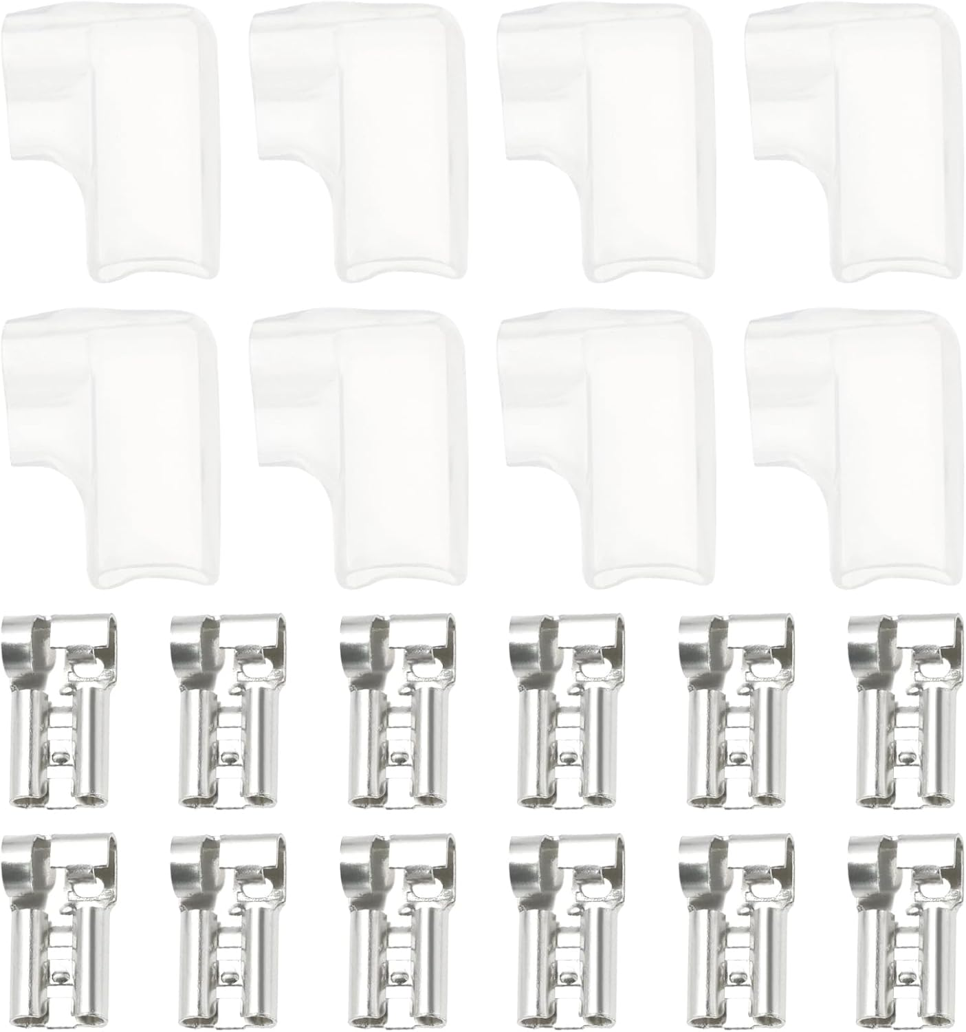 Be in Your Mind 100Pcs 4.8Mm Right Angle Female Spade Crimp Terminals with 100Pcs PVC Insulating Sleeves Fits Wire Size 14-22 Awg/0.3Mm to 2.0Mm for Equipment Switch image number 2