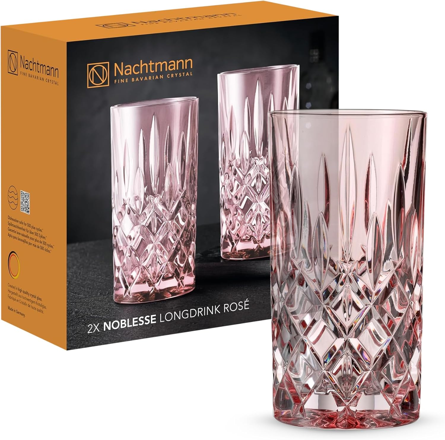 Nachtmann Noblesse Long Drink Glass, Aqua &ndash; Elegant Crystal Barware for Cocktails & Beverages &ndash; Tall Design Maintains Effervescence & Holds Ice &ndash; 395 Ml Capacity (Pack of 2)