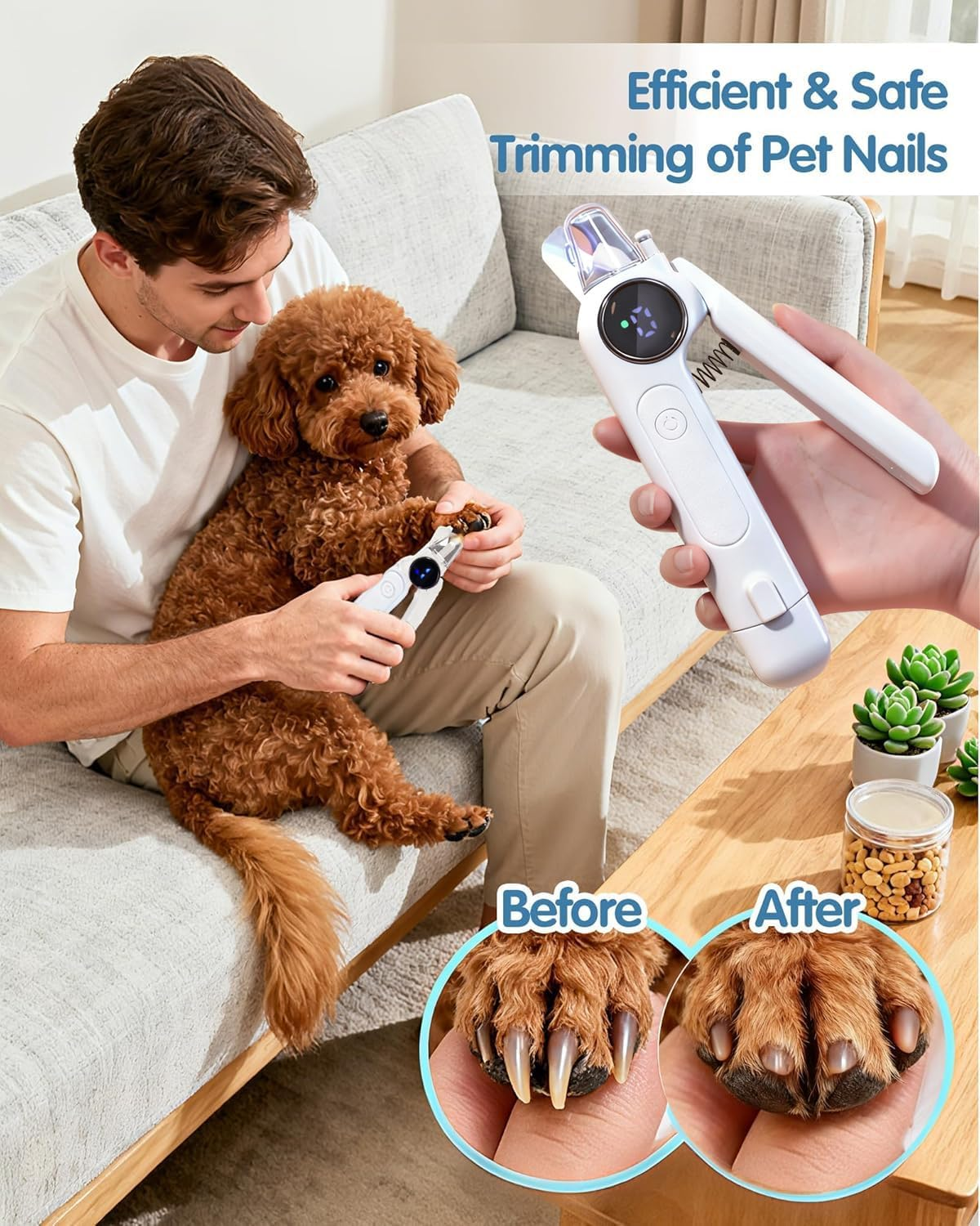 CCEE Dog Nail Grinder & Dog Nail Clippers, 2-In-1 3-Speed Pet Cat Nail Trimmers with 2 Led Lights 3 Grinding Ports Super Quiet Grooming Tool Supplies for Small to Large Dogs（Blue） image number 4