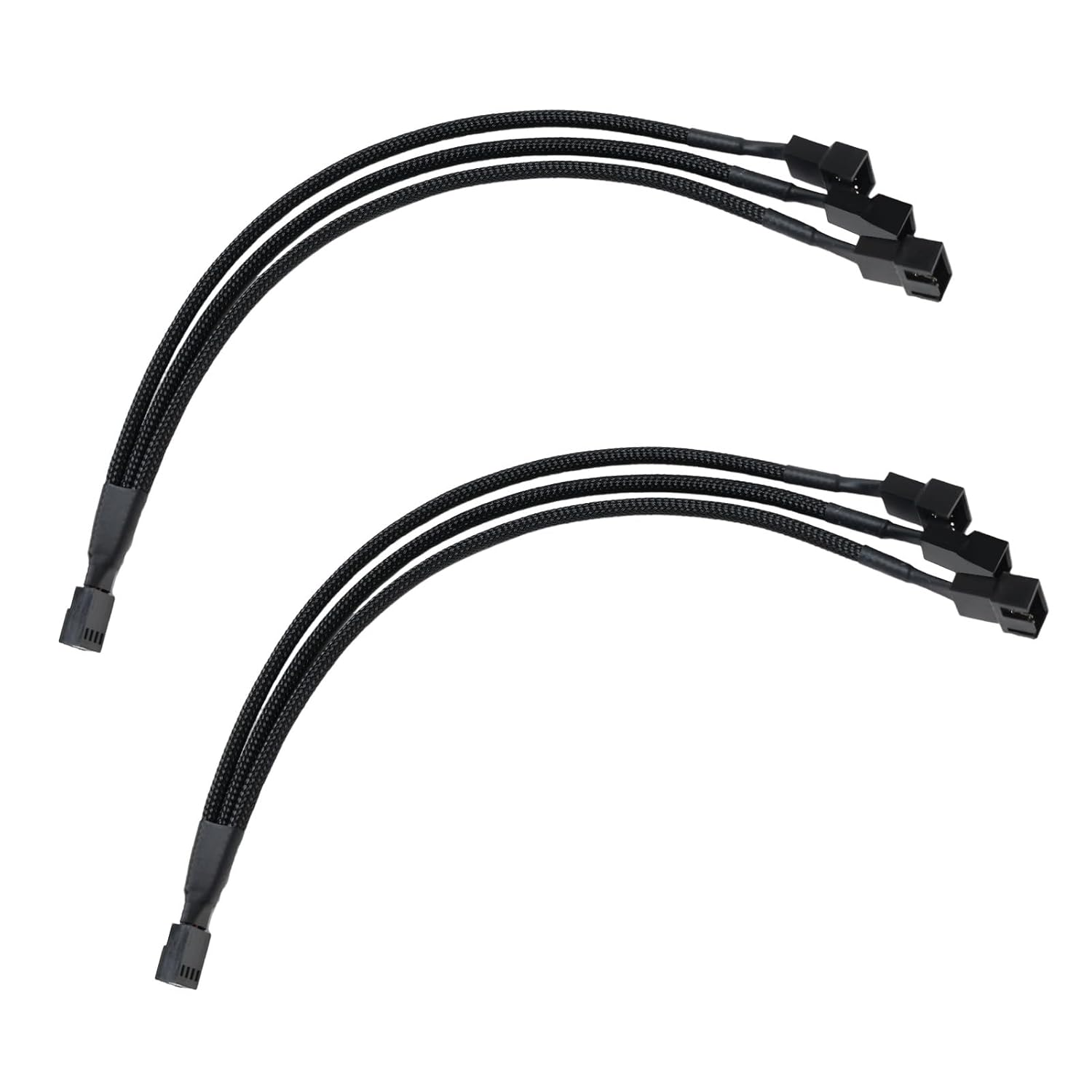 2 Pack 3-Way 4-Pin PWM Fan Splitter Cable - Connect Multiple Case Fans to Single Motherboard Header, Synchronize Speeds, Increase Airflow, 4-Pin/3-Pin Cooling Cable 27CM image number 1
