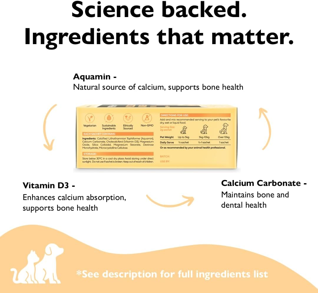 Premium Muscle & Bone Supplement for Dogs and Cats All Breeds & Sizes, Stimulate Bone & Muscle Growth, Promotes Strong Teeth, Australian Made, No Added Flavours Sachets (Up to 60 Servings) - Petmima image number 2