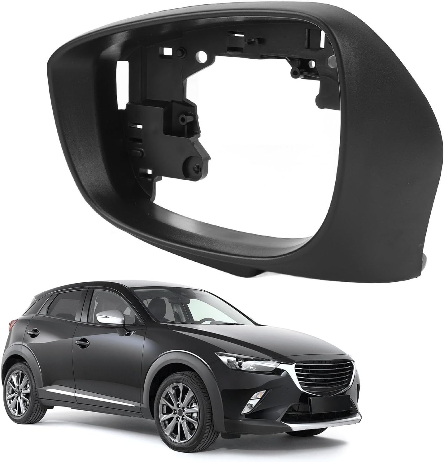 TOPINCN Precise Black Side Mirror Cover Frame Stylish Decorative Door Wing Mirror Frame Fit for MAZDA CX‑3 CX5, ABS Material, Replacement Installation,Fit for MAZDA CX-3 2015-2019 (Left) image number 1