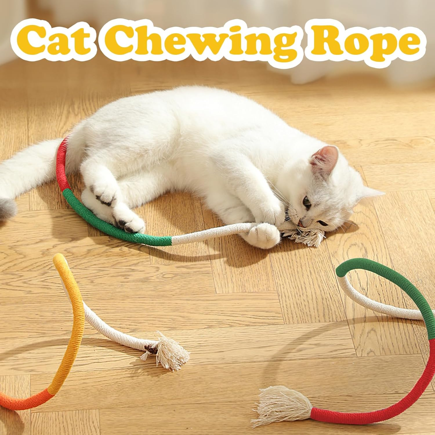 BSITSSS 2 Pieces Catnip Toy Bite Rope, Kitten Teething Chew Toy Rope, Interactive Cat Toy Bite Rope for Indoor Cats, Natural Catnip Cat Chew Teeth Cleaning Stress Release, Cotton Rope Toy image number 2