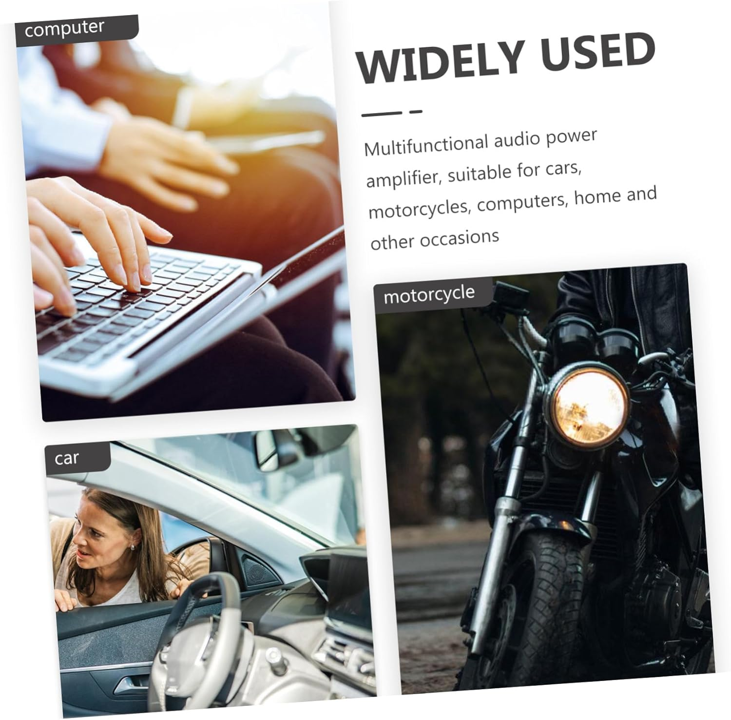 PLAFOPE Mini Audio Amplifier Stereo Amp for Car and Home Speakers, Portable Black Mini Power Amplifier with Dc Cable for Motorcycle and Computer Use