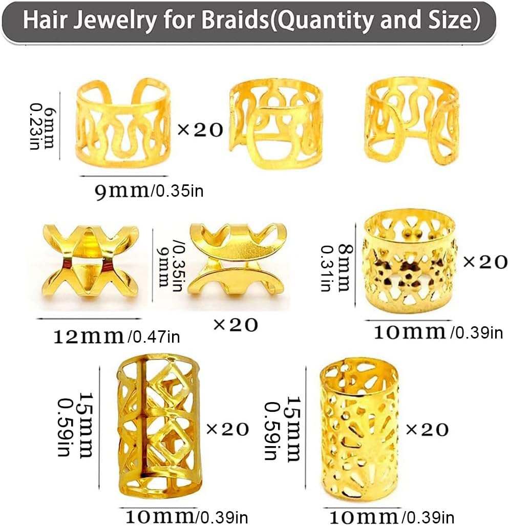 SULIUDAJI 100 Gold Hair Accessories for Braids, Loc Jewellery, Cuffs, Clips, Spirals, Dreadlocks - Men & Women image number 5