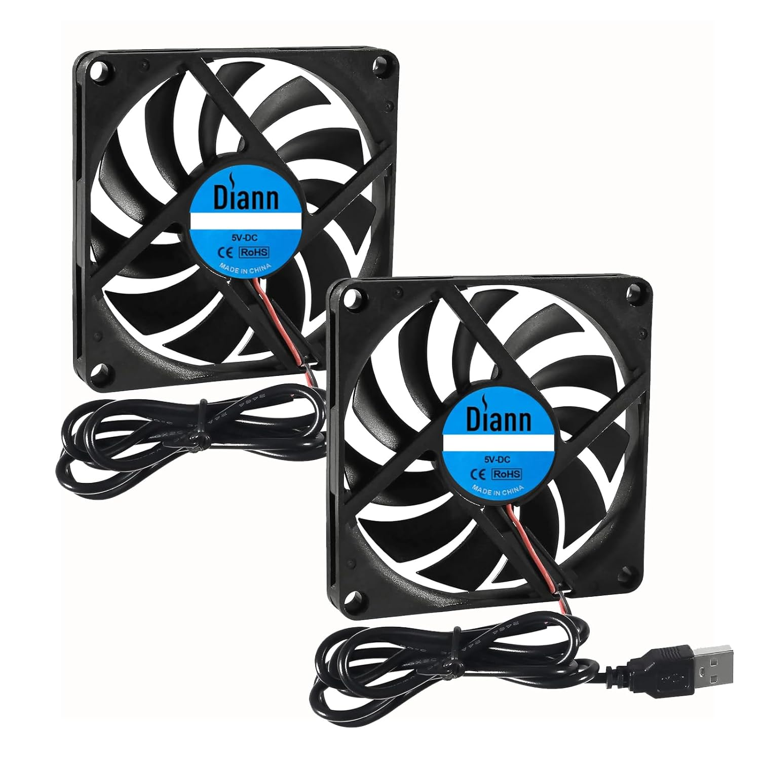 DIANN 2Pcs 8010 Cooling Fan 5V 0.27A USB 80X80X10Mm Brushless DC Computer CPU Heat Sink Cooling Cooler Fan 80Mm X 10Mm image number 1